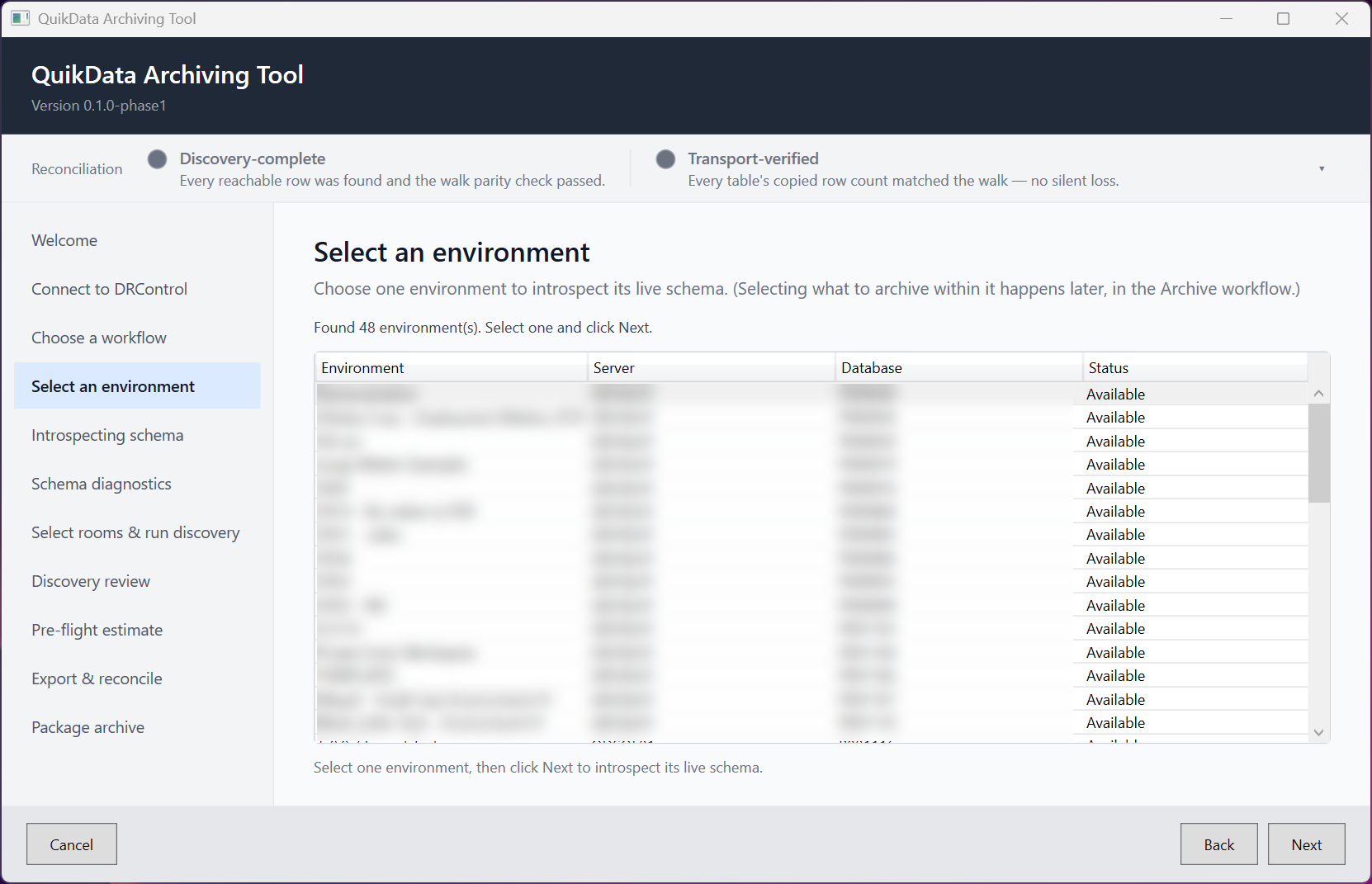 Select an environment page