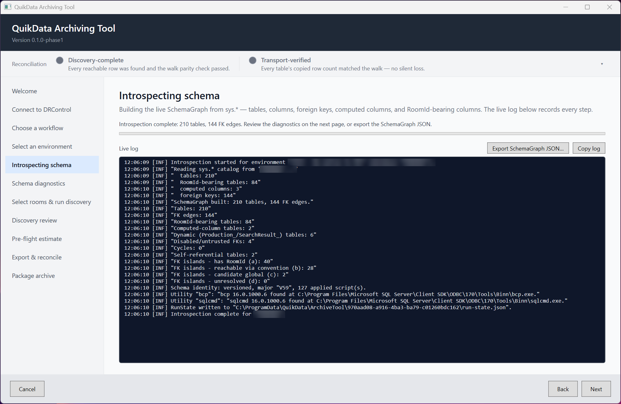Introspecting schema page, completed